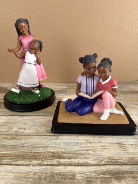 2 X United Treasures "Sisters Forever" Figurines African American Decor 1990s